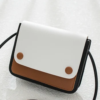 

Contrast color PU Leather Crossbody Bags For Women 2019 Travel Handbag Fashion Simple Shoulder Messenger Bag