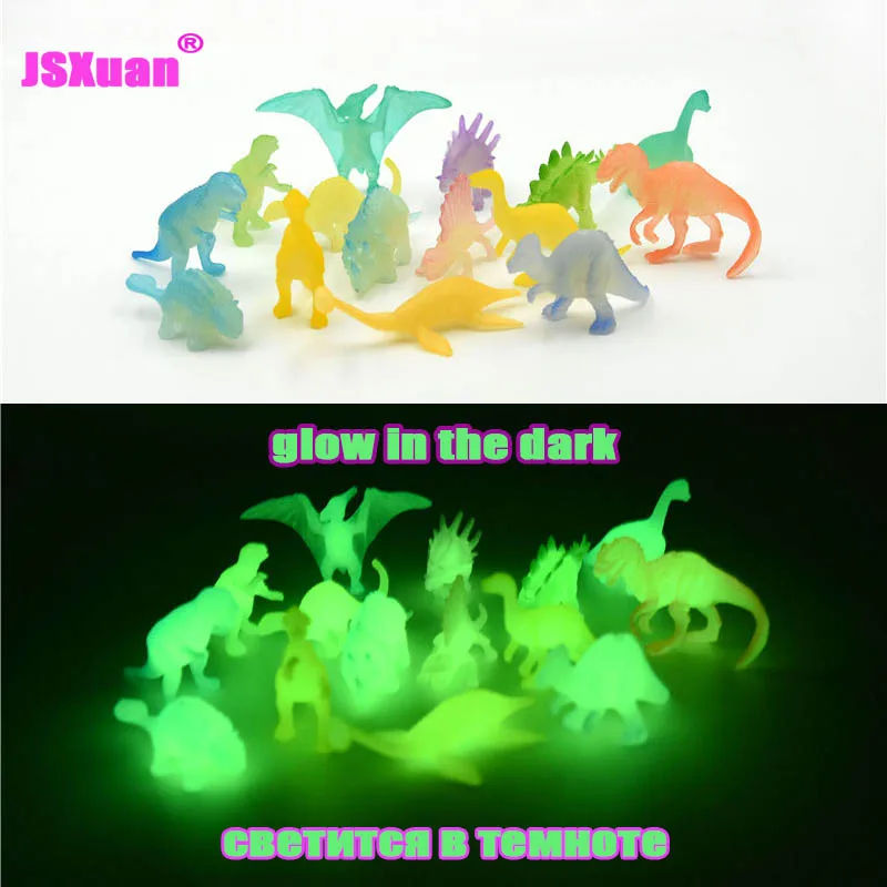 8 Styles Mixed Package Luminous Artificial Bright Dinosaur Fluorescent Toys Jurassic Noctilucent Dinosaur Glow In The Dark Toys glow dark dinosaur blocks