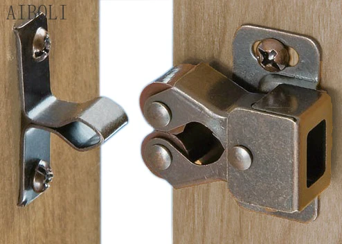 Furniture Door Stoppers Cupboard Cabinet Door Roller Latch Twin Double Catches with Striker and Screws