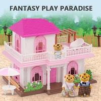 Forest Family Little Houses For Girls Villa Country House 1:12 Simulation Miniature Dollhouse Accessories Dolls For Girls Gift 1
