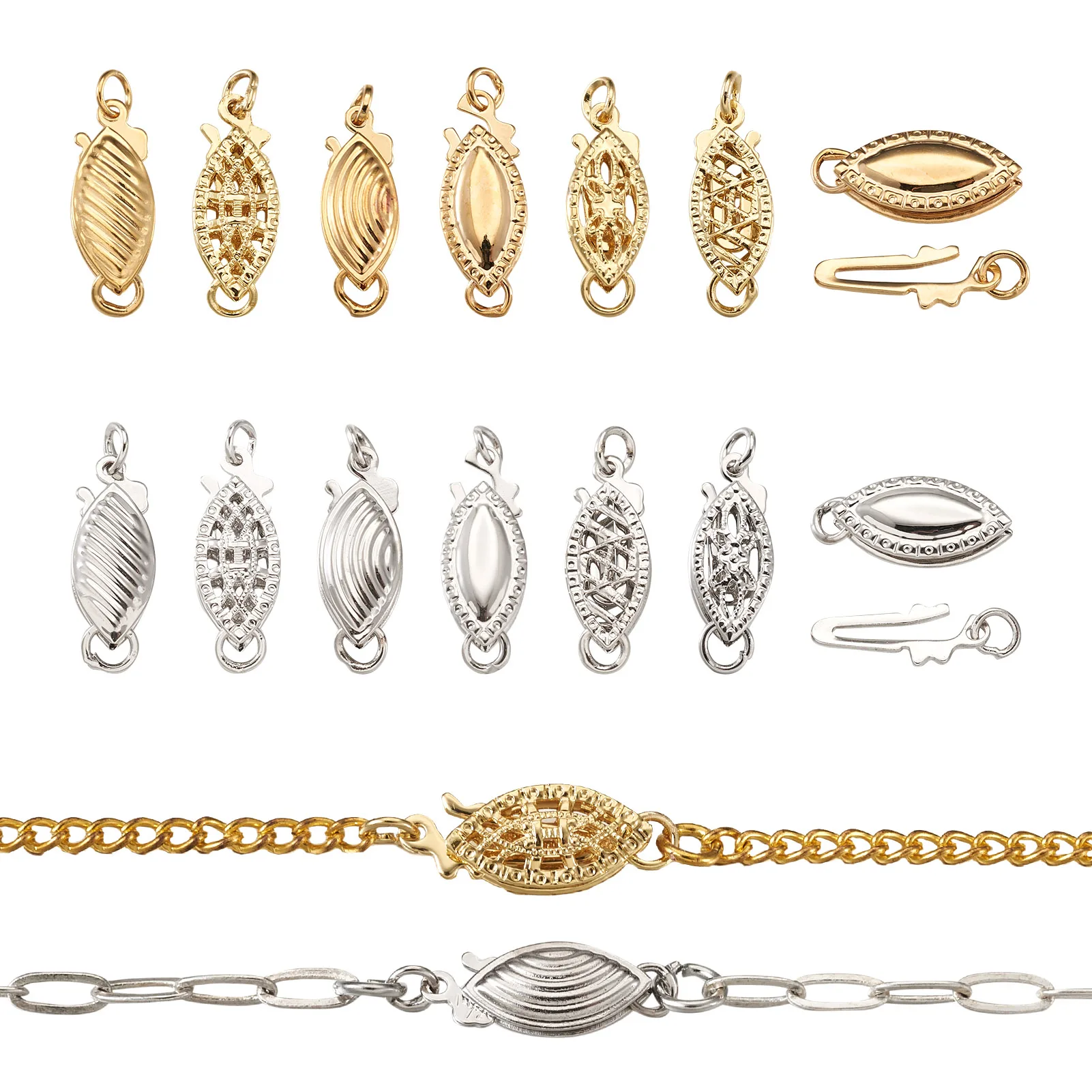 12 комплектов 2 цвета конский глаз латунная коробка застежки соединитель цепи