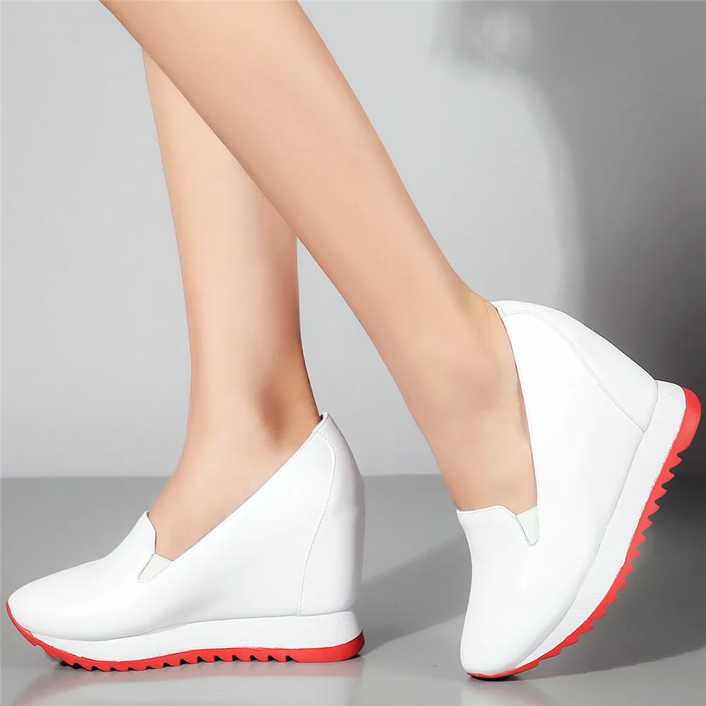 

Mary Jane shoes Women Genuine Leather Wedges High Heel Ankle Boots Female Low Top Round Toe Platform Pumps Shoes Casual Shoes