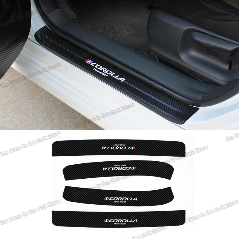 Lsrtw2017 for Toyota Corolla 2020 E210 carbon fiber leather Car Door Sill Threshold Protector Interior Accessores 2019 2021 mat |