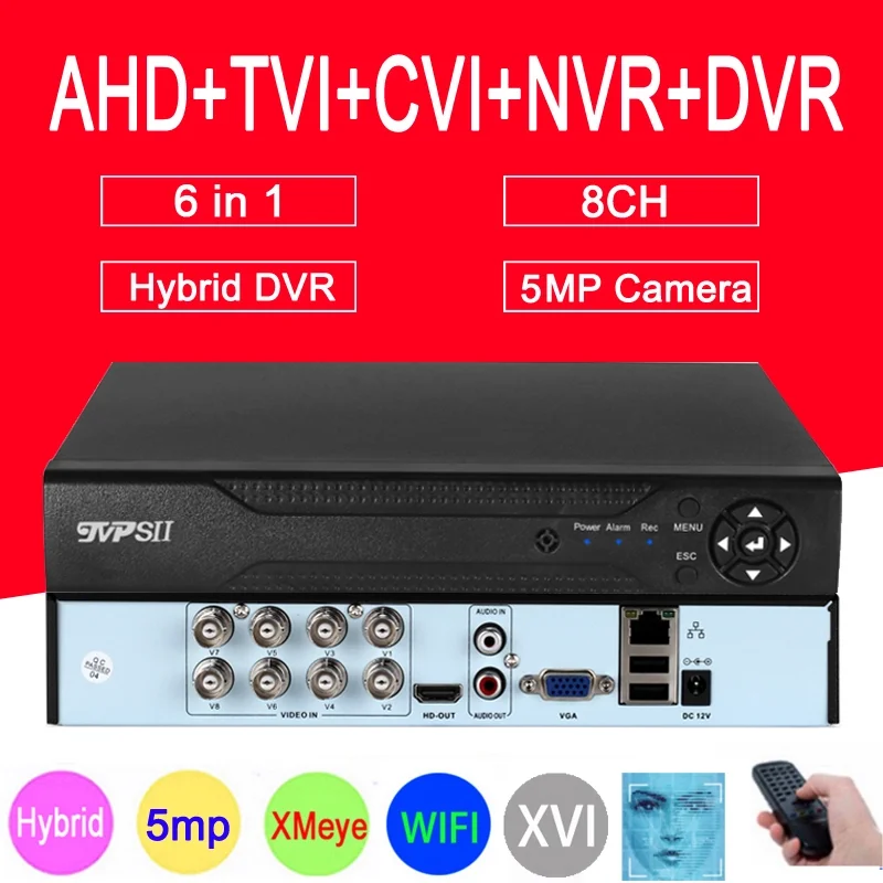 KKmoon 8CH 1080P Hybrid AHD TVI CVI DVR 5-in-1 Digital Video Recorder Onvif T9V9 