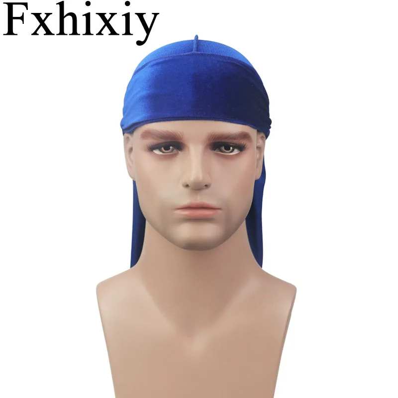 

Velvet Long Tail Durag Hip Hop Turban Unisex Breathable Bandana Hat velvet Satin Durag do doo du rag long tail headwrap Cap