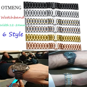 

OTMENG Stainless Steel Watch band 18mm 20mm 22mm 24mm Bracelet Women/Men's Wrist Strap Suitable for Various Brand Watchband