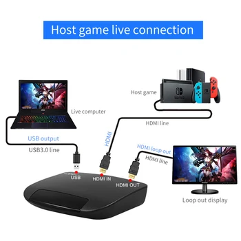 

USB 3.0 4K 60fps HDMI to USB FHD Video CAPTURE BOX Game Streaming Live Stream Broadcast for Xbox PS4 Switch DSLR Camcorders