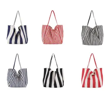 

Women Striped Canvas Shoulder Bag Lady Top Handle Tote Messenger Satchel Purse 35EF