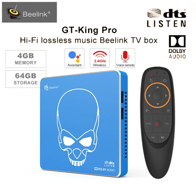 Beelink GT-King Pro Smart tv BOX Hi-Fi Lossless Amlogic S922X-H четырехъядерный Android 9,0 4 Гб+ 64 Гб DTS прослушивание Dolby Audio 4K Box