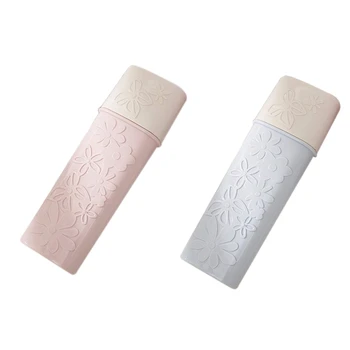 

2 Pcs Portable Toothbrush Bottle Box Case Protect Cover Travel Toothpaste Holder, Blue & Pink