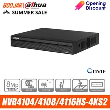 Dahua-Grabadora de vídeo 4k, NVR4104HS-4KS2 NVR4108HS-4KS2, 4/8/16 canales, compacta, 1U, 4K y H.265