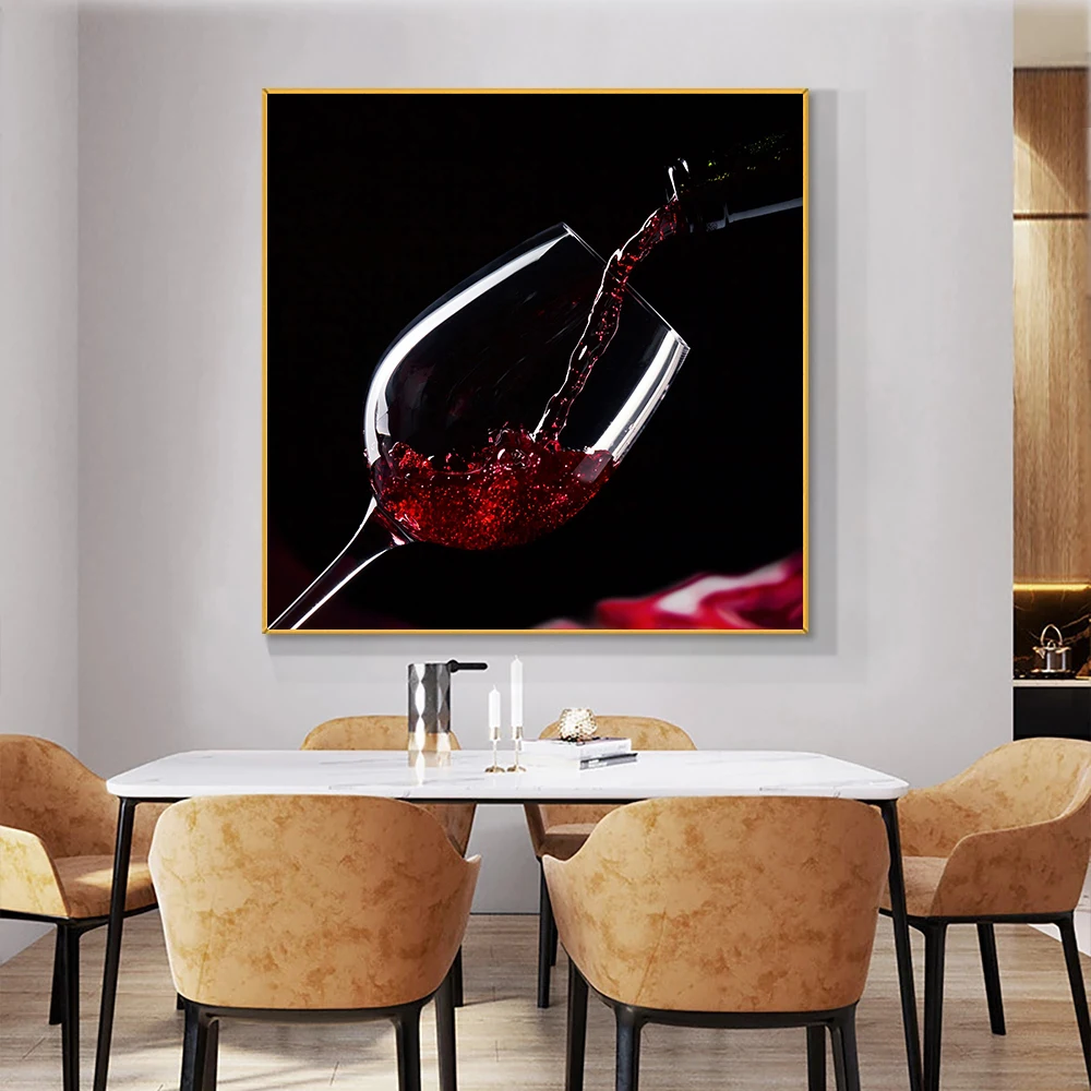 Kitchen Poster Red Wine and Bottle Drink Canvas Painting Print Wall Art Picture Refectory Restaurant Home Decoration pictures bin qalander calligraphy