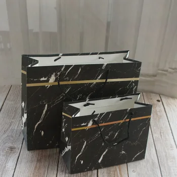 

Big Gold Line Black Marble Style Paper Box 2 Size Choose Wedding Birthday Gift Packaging Party DIY Handmade Candy Bake Bag