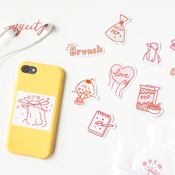 

60pcs / bag cute hand-painted line screen image series stickers DIY scrapbook album phone diary happy plan decoration stickers