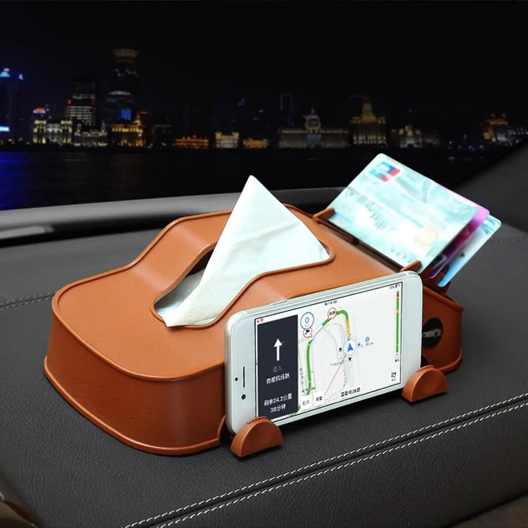 

Multifunctional Car Tissue Box Paper Case Cover Storage, Holding Phone Card Holder Storage Box