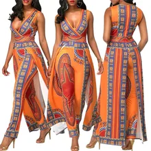 Африканские сексуальные богемные платья для вечеринок для женщин модели Модный комбинезон Bazin Riche штаны в национальном стиле Дашики сценические костюмы