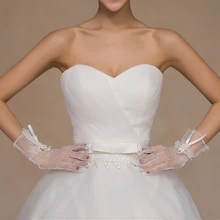 Свадебные кружевные перламутровые перчатки длина запястья перчатки палец Короткие свадебные аксессуары шнур