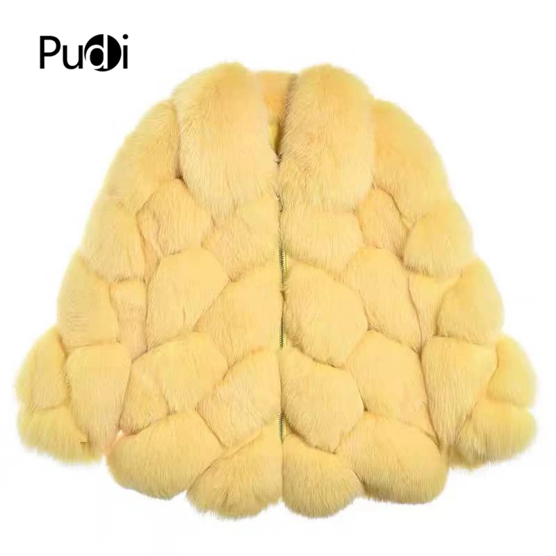 

Pudi TX223901 women classic Real fox fur coat jacket overcoat lapel collar lady fashion winter warm genuine fur coat outwear