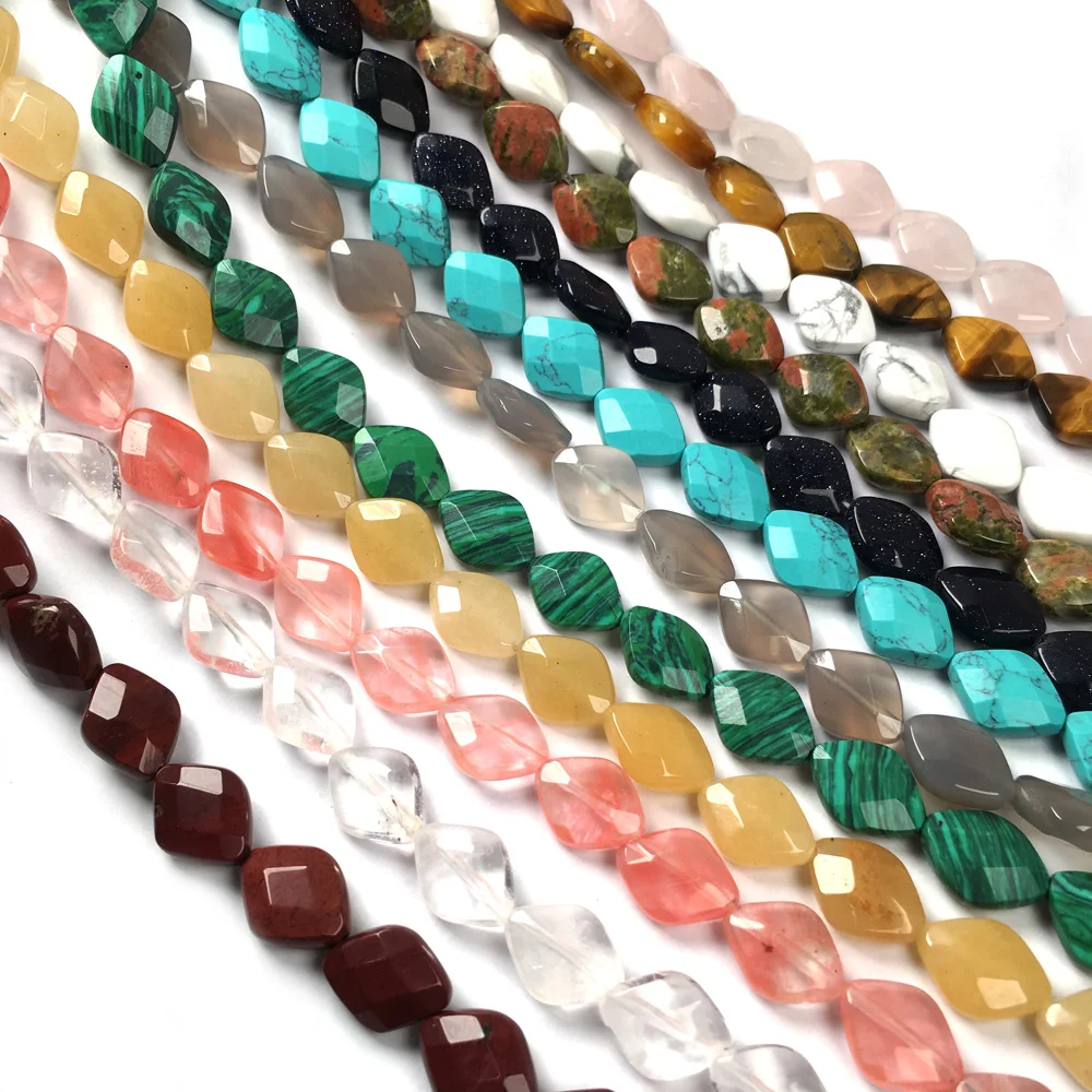 

16Pcs Natural Stone Beads Section Quadrangle Punch Loose Beads For Jewelry Making DIY Necklace Bracelet Earring Accessory