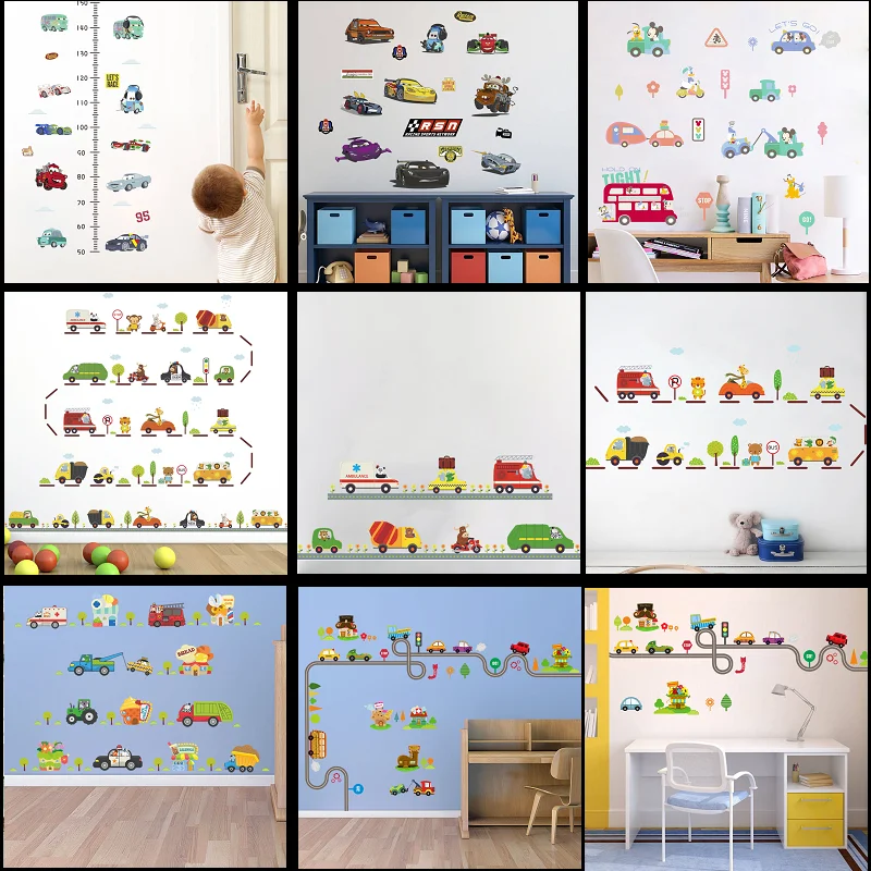 Cartoon McQ Racing road creative wall stickers for kids rooms nursery children