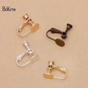 

BoYuTe (20 Pieces/Lot) Metal Brass No Pierced Ear Clip with 8MM Blank Base Diy Earring Settings Accessories Parts