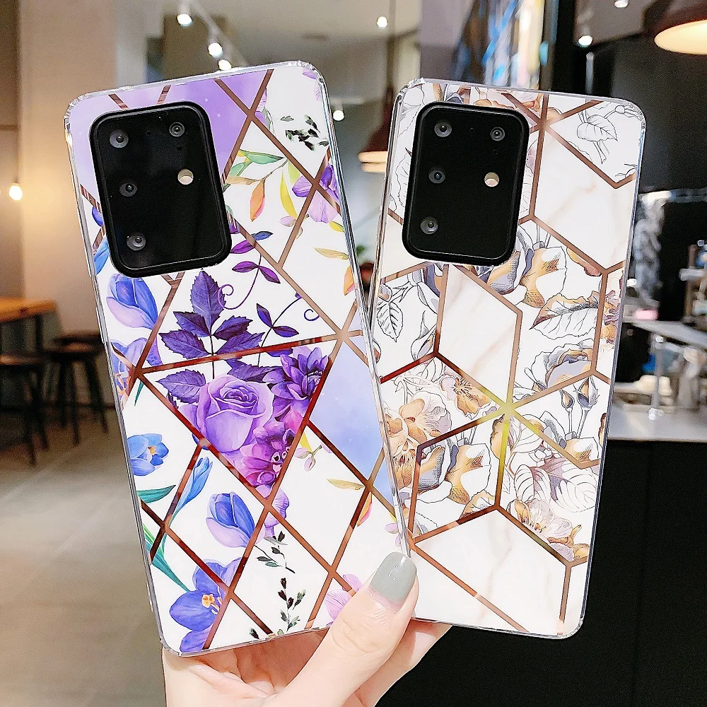 Для Samsung Galaxy Note 20 Ультра чехол мягкий TPU Сращивание цветы защитная задняя крышка