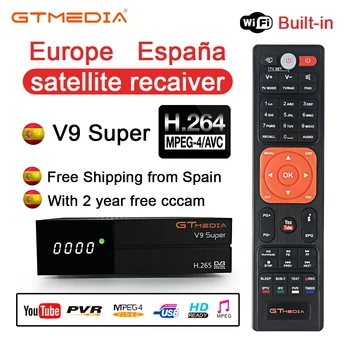 

GT Media V9 Super DVB-S2 Freesat Satellite Receiver V9 new version H.265 WIFI + 2 years Europe Spain PT DE PO Cline TV decoder