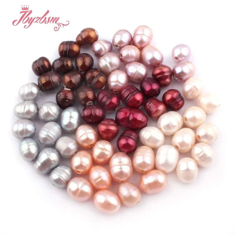 Wholesale 100 Pc 7x8-8x10mm Oval Cultured Freshwater Pearl Natural Stone Beads For Necklace Jewelry Making (2 Hole)Free Shipping | Украшения