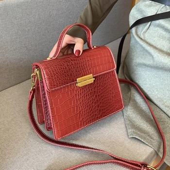 

Designer Alligator Bags Famous Brand Women Shoulder Crossbody Bags 2019 High Quality Pu Leather Croco Handbags Small Bolsos Red