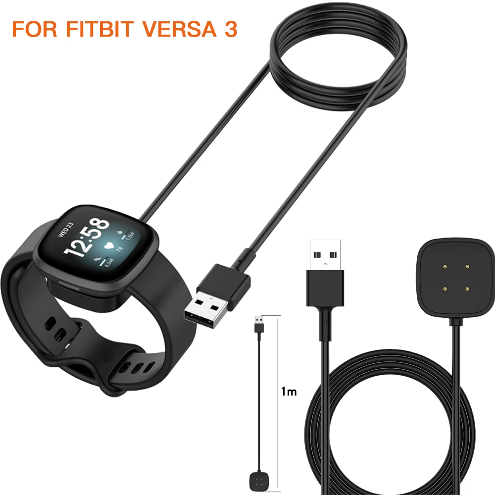 

1m/30cm Magnetic USB Charging Dock Smart Watch Charger For Fitbit Versa 3 Fast Charging Cable Magnetic Cradle For Versa3