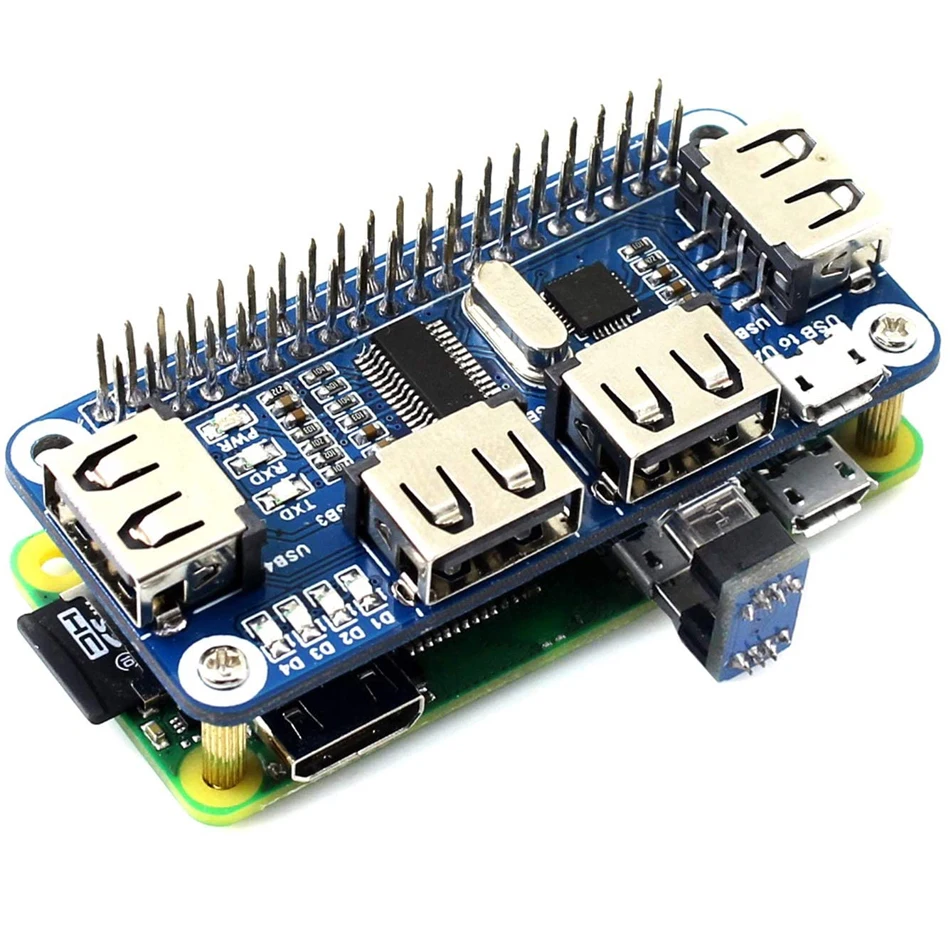 4 порта флейта для Raspberry Pi 3 / 2 Zero W плата расширения USB UART последовательной отладки