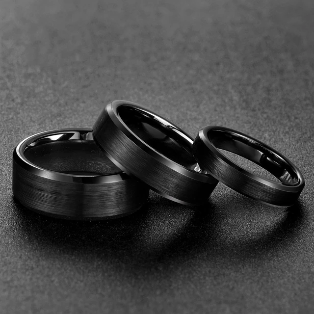 8MM BLACK CERAMIC WEDDING BAND FLAT AND PURPLE CARBON FIBER INLAY -  Kitsinian Jewelers
