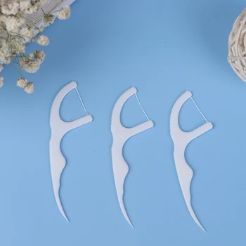 

50pcs/box Tooth Clean Oral Care Tool 8cm Dental Floss Flosser Picks Teeth Toothpicks Stick
