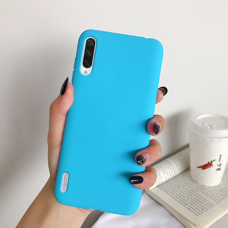 Матовый яркий однотонный чехол для Xiaomi Mi 9 Lite Mi9Lite Mi 9 Lite 6,39 умный чехол для телефона TPU резиновый мягкий силиконовый чехол-бампер - Цвет: SBlue