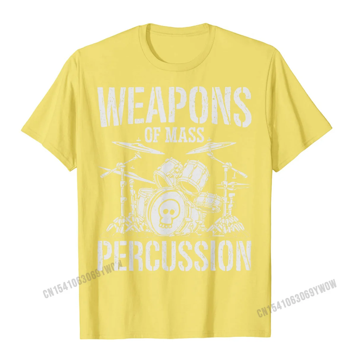 Printed Tshirts Short Sleeve Design Wholesale Man VALENTINE DAY Tops Shirts Design Tee Shirts Crewneck Pure Cotton Weapons Of Mass Percussion Funny Drummer Drumset Drum Set T-Shirt__94 yellow