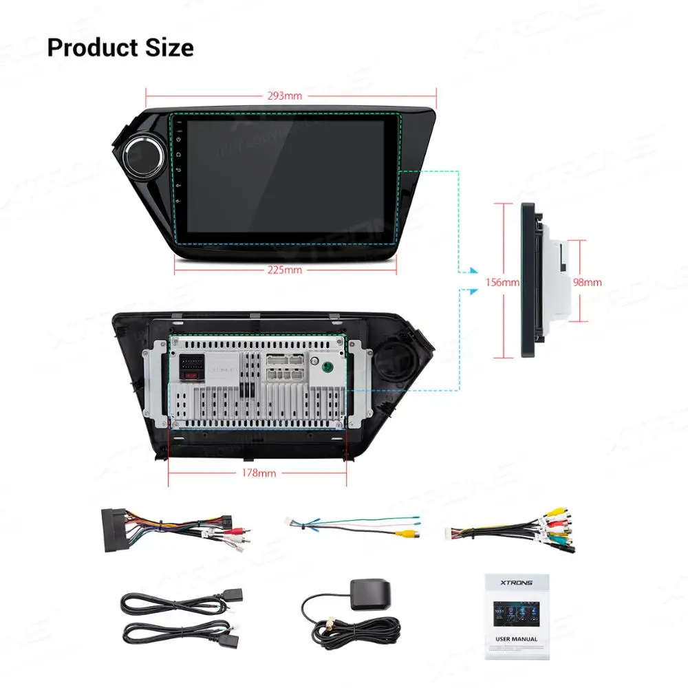 Sale XTRONS 9"Android 9.0 IPS Screen Navigation Multimedia Player Built-in DSP Custom Fit for Kia Rio K2 (Left Hand Drive) RCA NO DVD 5
