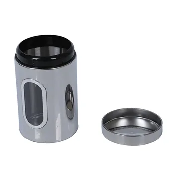 

3pcs Stainless Steel Window Canister Tea Coffee Sugar Nuts Jar Storage Set (silver)