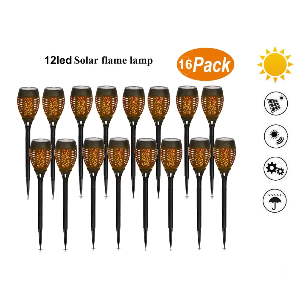 

2-8pcs LED Solar Flame Flickering Lawn Lamps Led Torch Light Realistic Dancing Flame Light Waterproof Outdoor Garden Decor Flame
