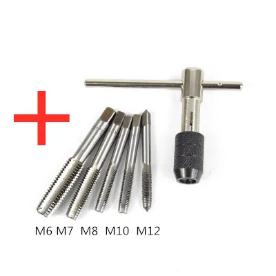 

6PCS/Set Tapping Tool Combination Tap and Die Set Manual Power Opener Screw Opener Male Screw Thread M6-M12