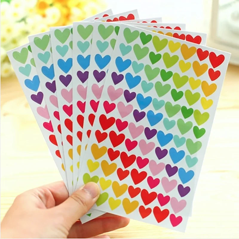 

2019 6 Sheets Star Love Heart Round Shape Stickers Toys Labels for School Children Craft Album Scrapbooking Decor Sticker