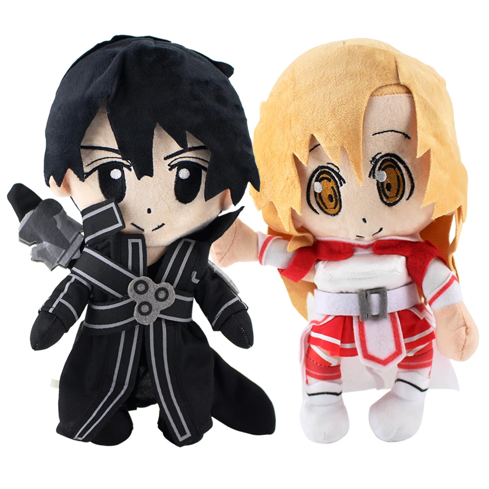 

25cm 2Styles Anime Sword Art Online Kirigaya Kazuto Kirito Asuna Plush Toy Soft Stuffed Dolls