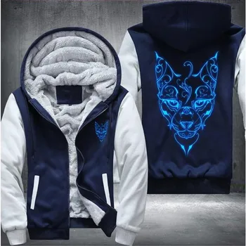 

Cat Glowing Winter Hoodies Male 2020 Hot Sale Harajuku Casual Sweatshirts Hooded Zipper Warm Sportswear Thicken Warm Outwear