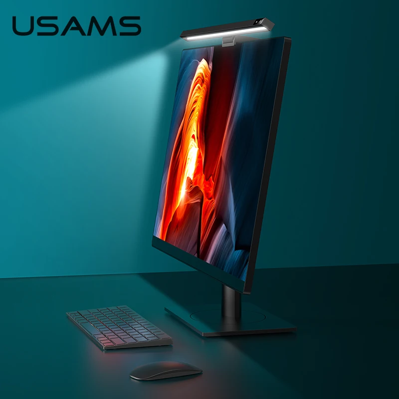 

USAMS Led Desk Lamp Computer Screen Lamp Adjustable Screen Hanging Light Eye Protection USB Charging Light For Office Home Read