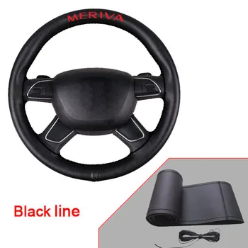 

38cm Steering Wheel Covers for Opel Meriva Leather braid on the steering-wheel of Car With Needle and Thread