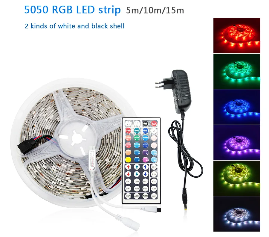 LED Strip Light RGB 5050 2835 Flexible Ribbon WiFi Bluetooth 12V led strip 20M 5M 10M 15M Waterproof Tape Diode+Control+Adapter
