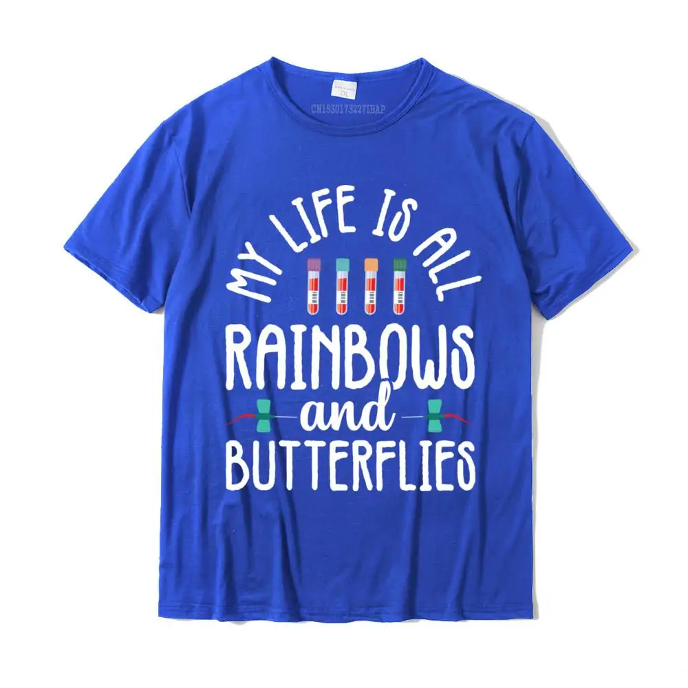 Fitted Men Tops Shirts Normal Casual T-Shirt 100% Cotton Short Sleeve Family Top T-shirts Round Neck Free Shipping Rainbow Butterflies Phlebotomist Phlebotomy technician Nurse Pullover Hoodie__MZ23455 blue