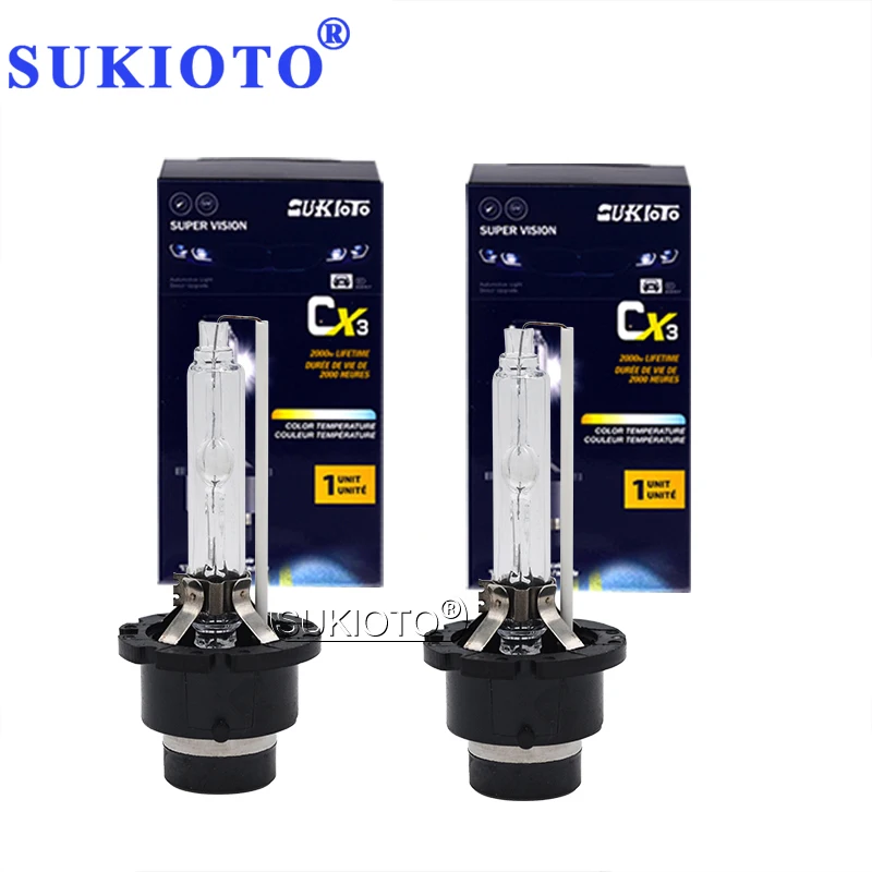 SUKIOTO 2PCS Original 55W D2S 6000K Xenon HID Bulbs 35W D4S 5000K 4300K 8000K D2R D4R Auto Car Headlight Replacement Bulb Lamp