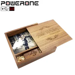 POWERONE – clé USB 3.0 avec Album Photo en bois, 4/16/32/64 go, personnalisable gratuitement, avec logo, pour cadeaux de mariage 