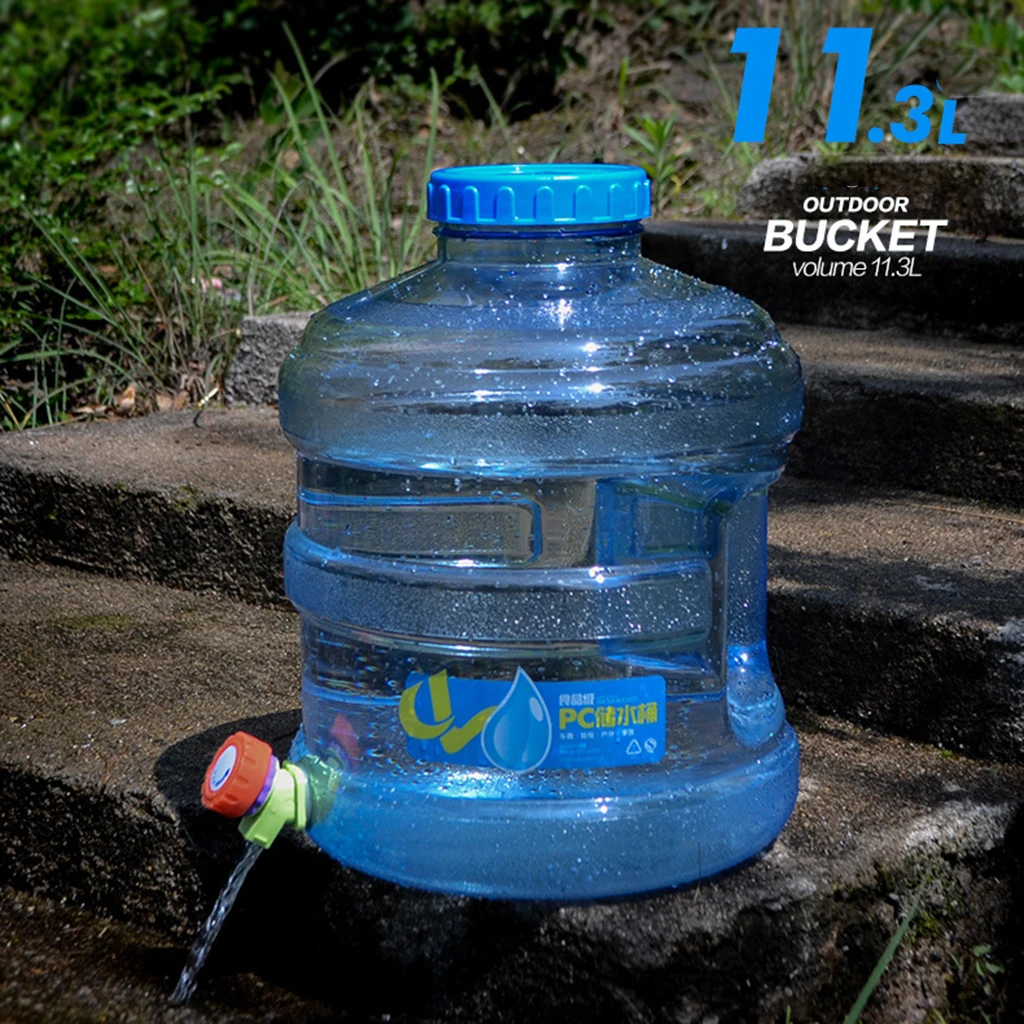 Reusable 11.3L Water Buckle Outdoor Water Bottle with Dispensing Valve & Carry Handle Camp Cooking Supplies