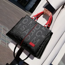 Роскошные кожаные женские сумки с верхней ручкой, женская сумка на плечо с большими тиснеными буквами, известная модная женская сумка черного цвета в стиле Mulit